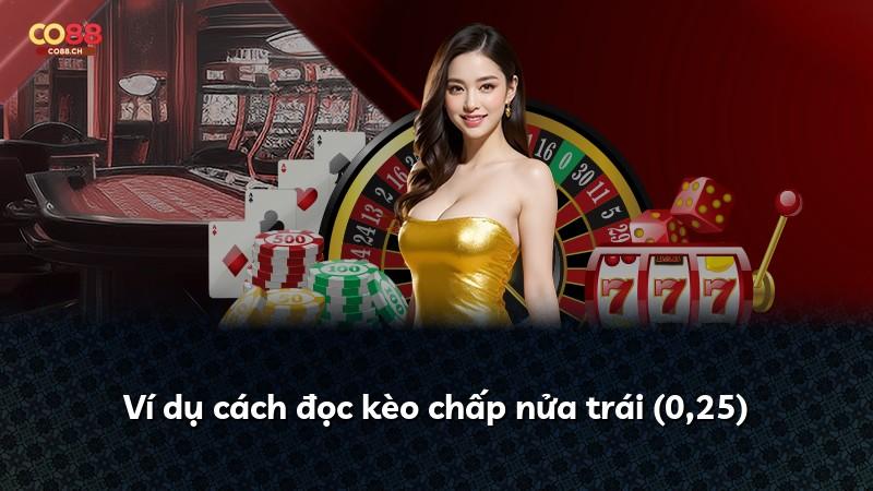 Ví dụ cách đọc kèo chấp nửa trái (0,25)