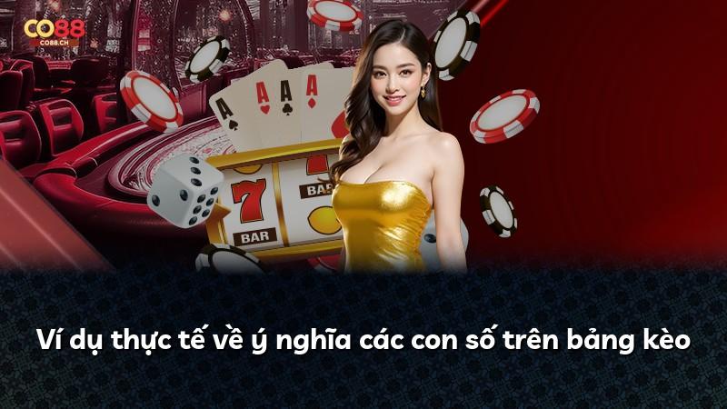 Ví dụ thực tế về ý nghĩa các con số trên bảng kèo